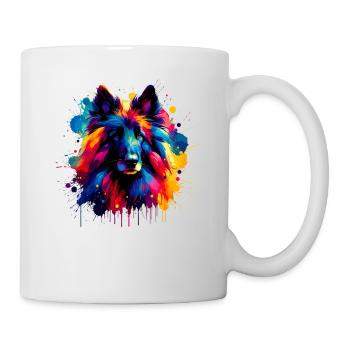 Colorful Splash Art Belgian Sheepdog Groenendael - Mug - white - Right