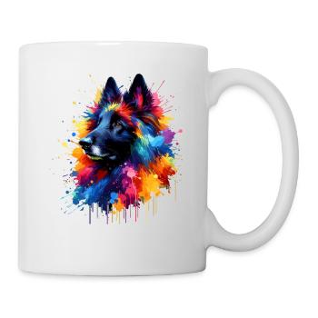 Colorful Splash Art Belgian Sheepdog Groenendael - Mug - white - Right