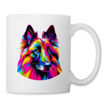 Chien de berger belge coloré Pop Art Groenendael - Mug blanc - blanc - Droite