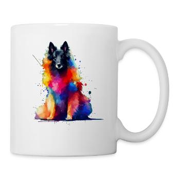 Colorful Splash Art Belgian Sheepdog Groenendael - Mug - white - Right