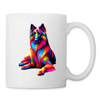 Colorful Splash Art Belgian Sheepdog Groenendael - Mug - white - Right