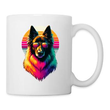 Lunettes de soleil rétro coucher de soleil Chien de berger belge - Mug blanc - blanc - Droite