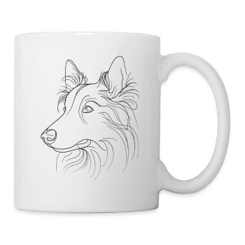 Strichzeichnung Belgischer Schäferhund Groenendael Belgisch - Tasse - Weiß - Rechts