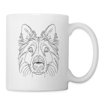 Strichzeichnung Belgischer Schäferhund Groenendael Belgisch - Tasse - Weiß - Rechts