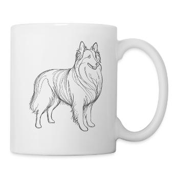Strichzeichnung Belgischer Schäferhund Groenendael Belgisch - Tasse - Weiß - Rechts