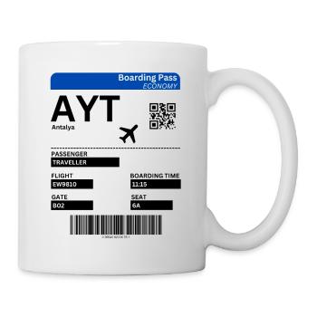 Billet d’embarquement à Antalya Idée de vacances à l’aéroport en Turquie - Mug blanc - blanc - Droite