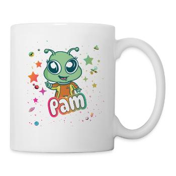 PAM - Schöner Mädchen Name mit süßem Alien - Tasse - Weiß - Rechts