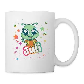 JULY - Beautiful girl name with cute alien - Mug - white - Right