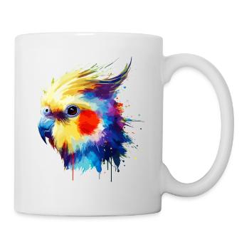Coloré Splash Art Cockatiel Observation des oiseaux - Mug blanc - blanc - Droite
