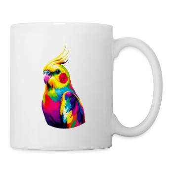 Pop Art coloré Cockatiel Observation des oiseaux - Mug blanc - blanc - Droite
