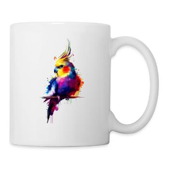 Observation des oiseaux Colorful Splash Art Cockatiel - Mug blanc - blanc - Droite