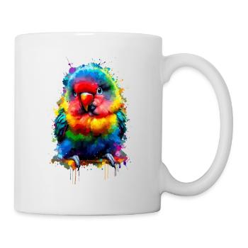 Colorful Splash Art Lovebird Birdwatching - Mug - white - Right