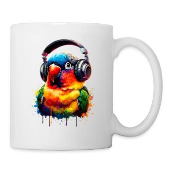 Splash Art Headphones Lovebird Birdwatching - Mug - white - Right