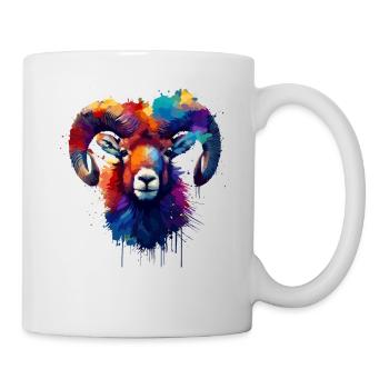 Bunte Splash Art Mufflons Wilde Schafe Mufflons - Tasse - Weiß - Rechts