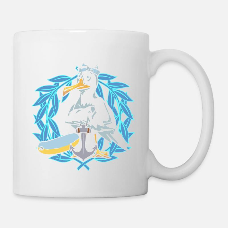 Möwe Möwen Seefahrer Seemänner Lorbeer Matrose - Tasse - Weiß