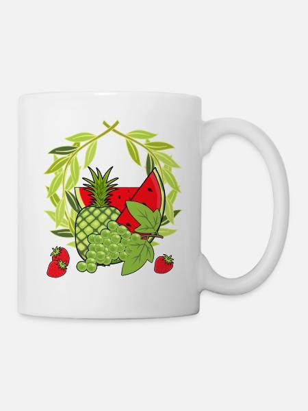 Sommer Sommerzeit Obst Frucht Früchte Vegetarisch - Tasse - Weiß
