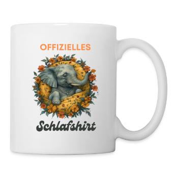 Elefant Schlafshirt Faulenzer Chillen Schlafen - Tasse - Weiß - Rechts