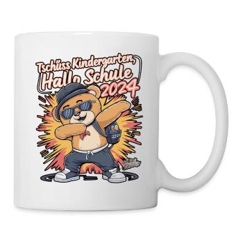 Tschüss Kindergarten Hallo Schule 2024 teddy-bär - Tasse - Weiß - Rechts