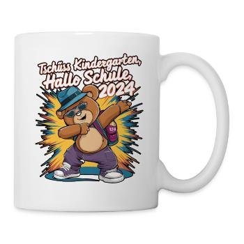 Tschüss Kindergarten Hallo Schule 2024 teddy-bär - Tasse - Weiß - Rechts