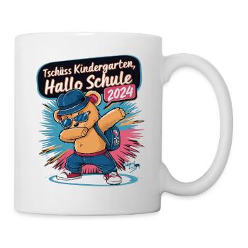 Tschüss Kindergarten Hallo Schule 2024 teddy-bär - Tasse - Weiß - Rechts