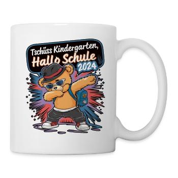 Tschüss Kindergarten Hallo Schule 2024 teddy-bär - Tasse - Weiß - Rechts