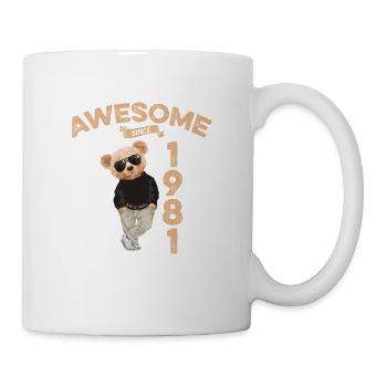 1981 Geburtstag Cool Teddy Bär Awesome since - Tasse - Weiß - Rechts