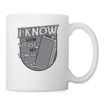 Je sais comment utiliser ma bouche harmoniciste de langue - Mug blanc - blanc - Droite