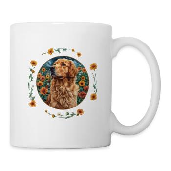 Golden Retriever Dog Motif Cute Flowers - Mug - white - Right