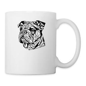 Geometrische Strichkunst Bulldogge Englische Bulldoggen - Tasse - Weiß - Rechts