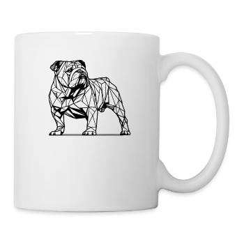 Geometrische Strichkunst Bulldogge Englische Bulldoggen - Tasse - Weiß - Rechts