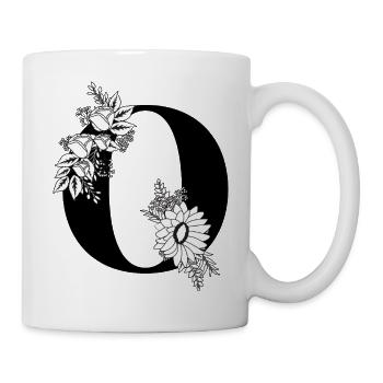 Lettre o floral noir et blanc - Mug blanc - blanc - Droite