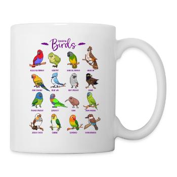 Verschiedene Cartoon Vögel - Tasse - Weiß - Rechts