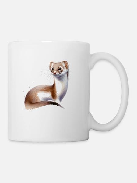 Aquarelle Souris Belette - Mug blanc - blanc