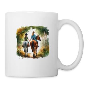 Mother and Daughter - Watercolor Horseback Ride - Mug - white - Right