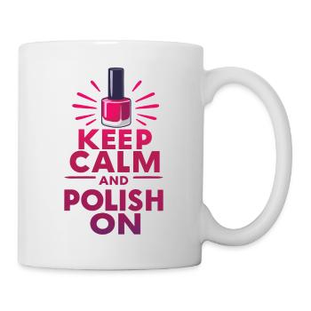 Keep calm and polish on Nail Tech beautician Job - Mug - white - Right