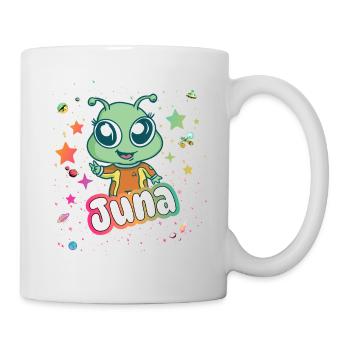 JUNA - Beautiful Girl Name with Cute Alien - Mug - white - Right