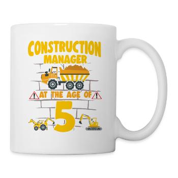 Construction Party 5th Birthday 5 Years Old truck - Mug - white - Right