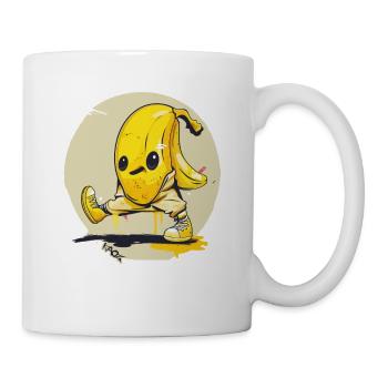 Lustige Spaziergang-Straßenkunst-Banane - Tasse - Weiß - Rechts