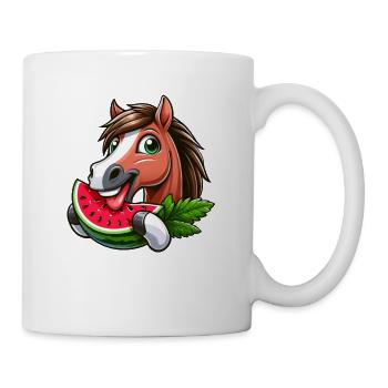 Pferde Pferdeliebhaber Landwirt Bauer Melone - Tasse - Weiß - Rechts