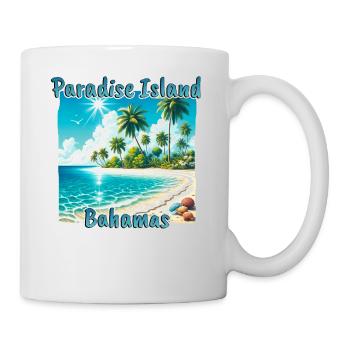 Paradise Island Bahamas Beach Palm Trees Sun Grunge - Mug - white - Right