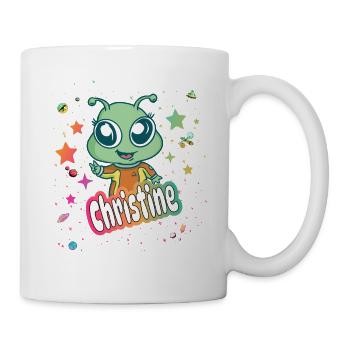 CHRISTINE - Beautiful girl name with cute alien - Mug - white - Right