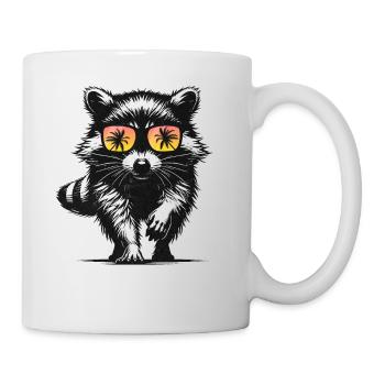 Raccoon with sunglasses - Mug - white - Right