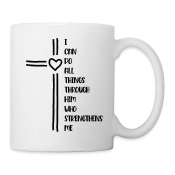 I Can Do All Things Through Him Christen Kreuz - Mug - white - Right