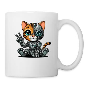 Cute Cat Robot Cyborg Mech Futuristic - Mug - white - Right