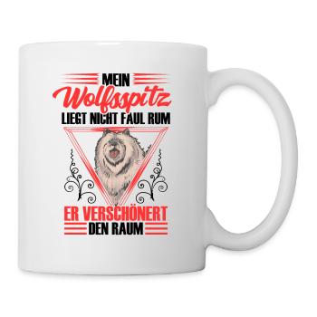 Wolfspitz is not lazy Keeshond - Mug - white - Right