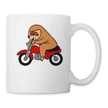 Sloth Riding Motorcycle T-Shirt Funny Animal Pun - Mug - white - Right