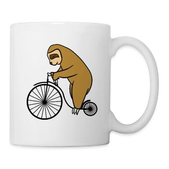 Sloth Riding Retro Bicycle With Big Wheel Cute - Mug - white - Right