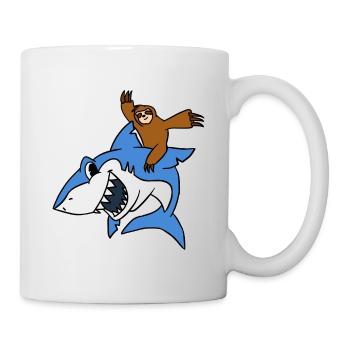 Paresseux Riding Shark TShirt Drôle Animal Lent - Mug blanc - blanc - Droite