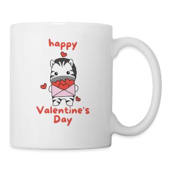 Zebra zum Valentinstag süße Tiere mit Herzen - Tasse - Weiß - Rechts