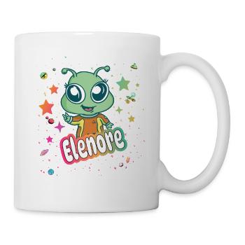 ELENORE - Beautiful girl name with cute alien - Mug - white - Right
